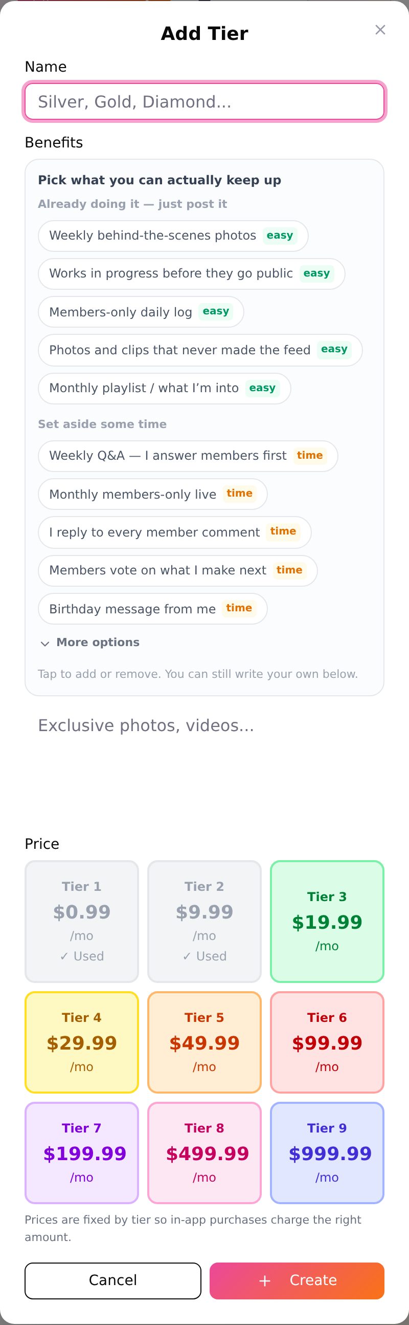 How do I create a membership? (screen 2)